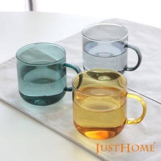 【Just Home】Just Home透彩耐熱玻璃馬克杯380ml/2入組-有把手(玻璃杯、耐熱玻璃)