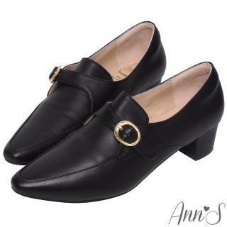 【Ann’S】手工製作頂級綿羊皮氣質金扣低跟踝靴4cm(黑)