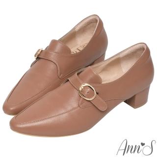 【Ann’S】手工製作頂級綿羊皮氣質金扣低跟踝靴4cm(棕)
