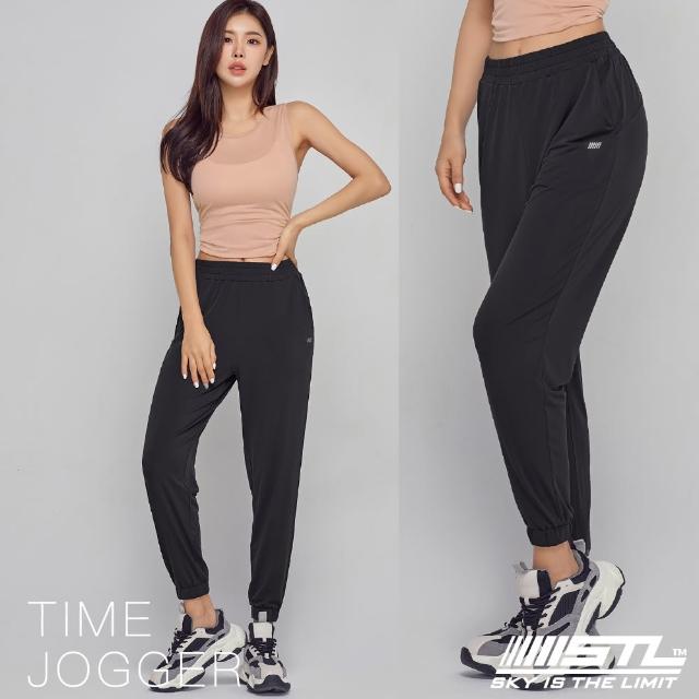 【STL】韓國 yoga 運動慢跑褲 TIME JOGGER 涼感縮口束腳長褲+5cm(黑色Black)