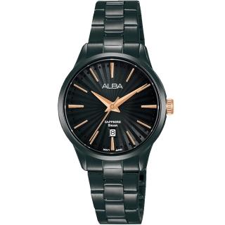 【ALBA】復古時尚對錶女-黑鋼帶29mm(AH7W45X5/VJ22-X358SD)