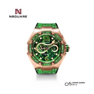 【NSQUARE】SNAKE QUEEN系列 綠蟒蛇施華洛世奇水晶蛇紋自動機械腕錶 L0471-N11.3