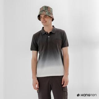 【Hang Ten】男裝-浸染漸層短袖POLO衫-深灰