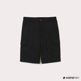 【Hang Ten】男裝-SLIM FIT修身鬆緊腰頭口袋短褲-深藍
