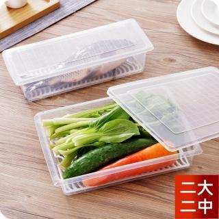 【Dagebeno荷生活】長方形瀝水保鮮盒 海鮮魚類肉類解凍盒 筷子湯匙收納盒(大、中號各二個)