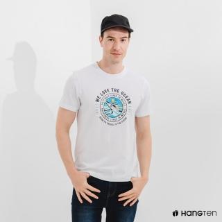 【Hang Ten】男裝-有機棉鯨魚印花T恤-白