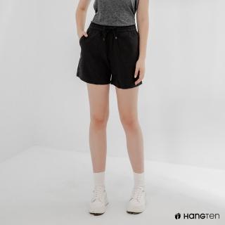 【Hang Ten】女裝-STRAIGHT FIT鬆緊腰頭短褲-花紗黑