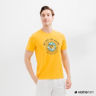 【Hang Ten】男裝-有機棉鯨魚印花T恤-深黃