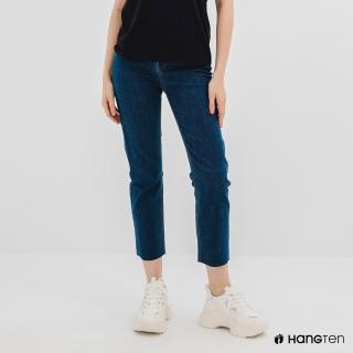 【Hang Ten】女裝-涼感紗COOLMAXSTRAIGHT FIT九分褲高腰丹寧褲-藍