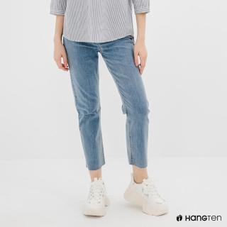 【Hang Ten】女裝-涼感紗COOLMAXSTRAIGHT FIT九分褲高腰丹寧褲-淺藍
