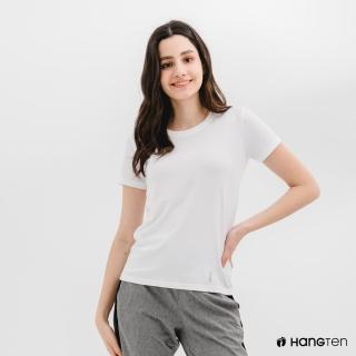 【Hang Ten】女裝-恆溫多功能-銀纖維無縫涼感抗菌除臭短袖T恤-白