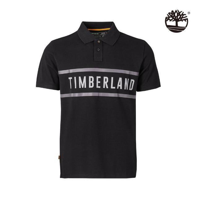 【Timberland】男款黑色Pique有機棉Polo衫(A43K2001)