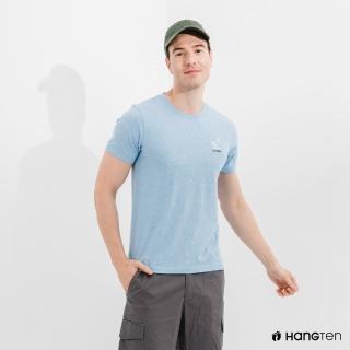 【Hang Ten】男裝-有機棉海洋文字印花T恤-淺花紗藍