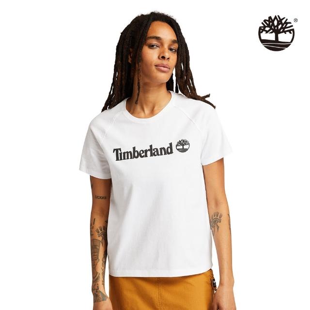 【Timberland】女款白色有機棉LogoT恤(A23MT100)