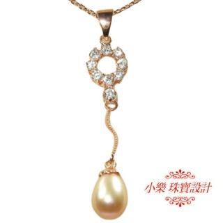 【小樂珠寶】玫瑰金S型天然淡水珍珠養珠項鍊(輕盈動人自信亮眼滿分)
