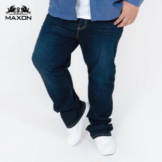 【MAXON 馬森大尺碼】台灣製/特大深藍涼感紗輕刷標準版彈性直筒褲48~54腰(87934-56)