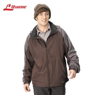 【Litume】P8692 男款可拆帽刷毛內裡防風防潑水保暖外套(防風保暖刷毛內裡輕量多拉鍊口袋保暖外套)