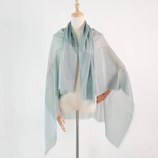 【F.M&Carol】流年系列方巾100%純喀什米爾羊絨披肩圍巾(沁葉風憶綠)