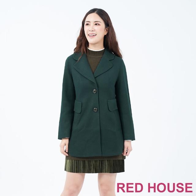 【RED HOUSE 蕾赫斯】單排釦外套大衣(綠色)