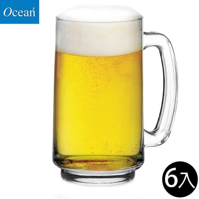 【Ocean】把手啤酒杯 玻璃馬克杯 357ml Playboy系列 6入組(啤酒杯 玻璃馬克杯)