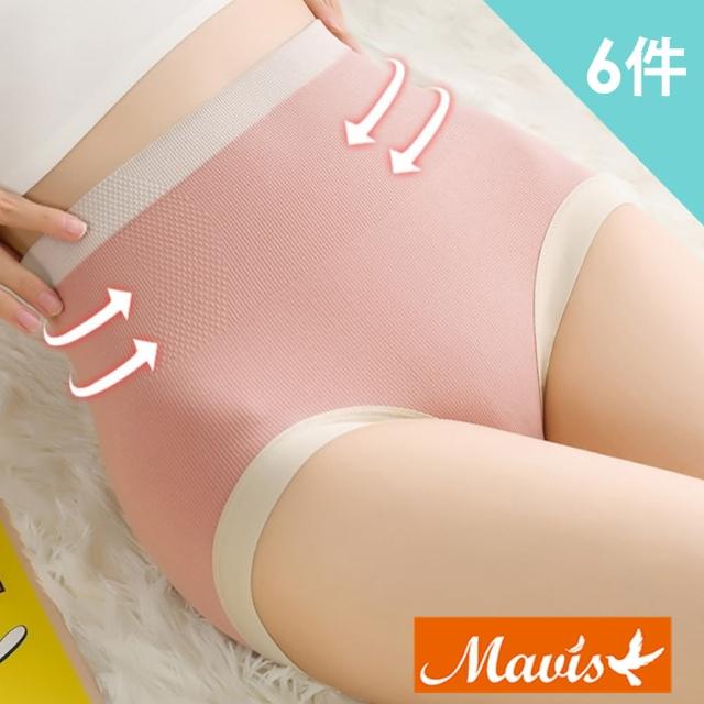 【Mevels 瑪薇絲】6件組石墨烯素面收腹內褲/高腰內褲(多尺碼可選)