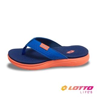 【LOTTO】童鞋 輕量緩震拖鞋(藍/橘-LT1AKS3736)