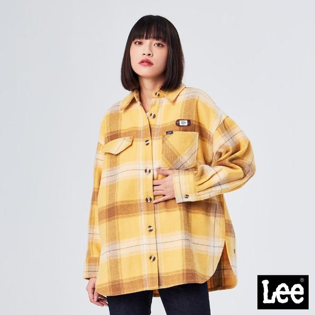 【Lee 官方旗艦】女裝 長袖襯衫 / 寬版格紋 燦爛黃 季節性版型 / 101+ 系列(LL210355004)