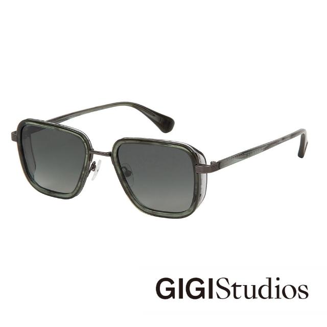 【GIGI Studios】護翼複古偏光太陽眼鏡(綠 - FORD-6648/7)