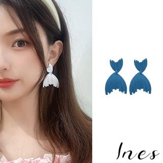 【INES】S925銀針耳環 魚尾耳環/韓國設計S925銀針復古創意魚尾造型耳環(2色任選)