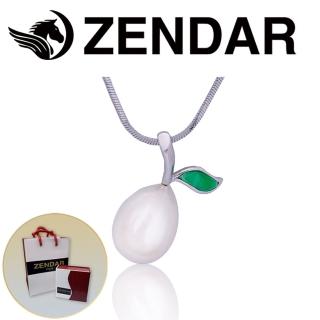 【ZENDAR】頂級淡水珍珠Pearl Pear with Green Jade 項鍊 10mm(9007)
