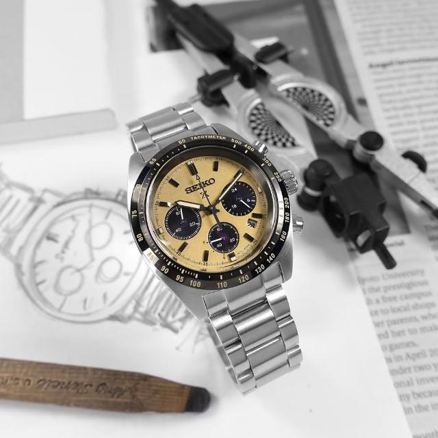 【SEIKO 精工】PROSPEX 太陽能 熊貓錶 計時 防水 不鏽鋼手錶 棕色 39mm(V192-0AF0Y.SSC817P1)