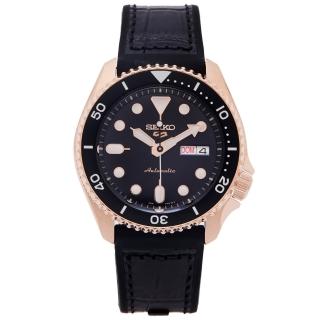 【SEIKO 精工】5號機械機芯sport系列橡膠材質錶帶款手錶-黑面X黑框/42mm(SRPD76K1)
