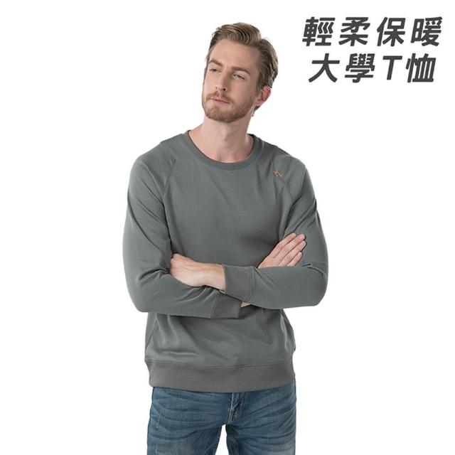 【Wear Lab 機能實驗室】輕柔保暖大學T恤(陶瓷發熱 發熱衣  保暖衣 居家戶外穿搭)