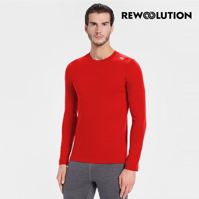 【Rewoolution】男EXPLORER 190g長袖T恤[火焰紅] REAB2MC70405(羊毛衣 長袖T恤 登山必備 吸濕排汗)