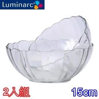 【Luminarc 樂美雅】強化玻璃蓮花造型沙拉碗15cm(二入組)