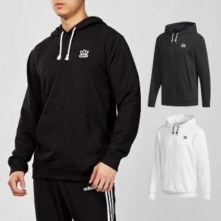 【adidas 愛迪達】Originals HOODIE 男款 黑色 白色 三葉草 立體浮雕LOGO 連帽 長袖 上衣 DN8045/DN8046