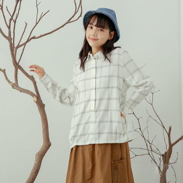 【MOSS CLUB】細條大格紋-女長袖襯衫 格紋 藍 白 灰(三色/魅力商品/版型適中)