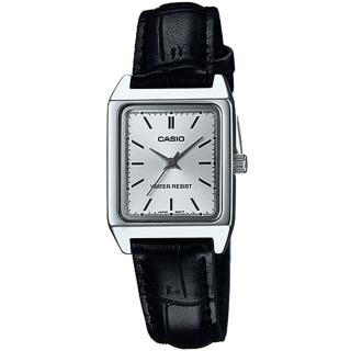 【CASIO 卡西歐】復古簡約指針皮革腕錶/黑x銀框(LTP-V007L-7E1)