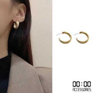 【00:00】韓國設計S925銀針質感交叉金屬C圈造型耳環(S925銀針耳環 交叉耳環 C圈耳環)