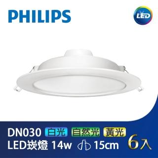 【Philips 飛利浦】LED崁燈15CM 14W 6入(PH-DN030)