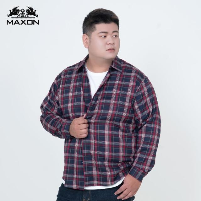 【MAXON 馬森大尺碼】紅藍格子美式質感長袖襯衫2L-5L(82389-18)