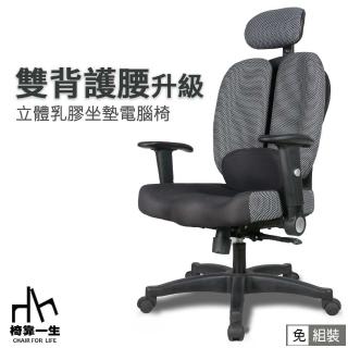 【椅靠一生】雙背人體工學護腰辦公椅電腦椅(MIT/居家辦公椅子/360度旋轉椅/人體工學主管椅)