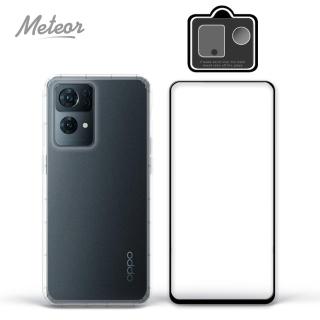 【Meteor】OPPO Reno7 Pro 5G 手機保護超值3件組(透明空壓殼+鋼化膜+鏡頭貼)