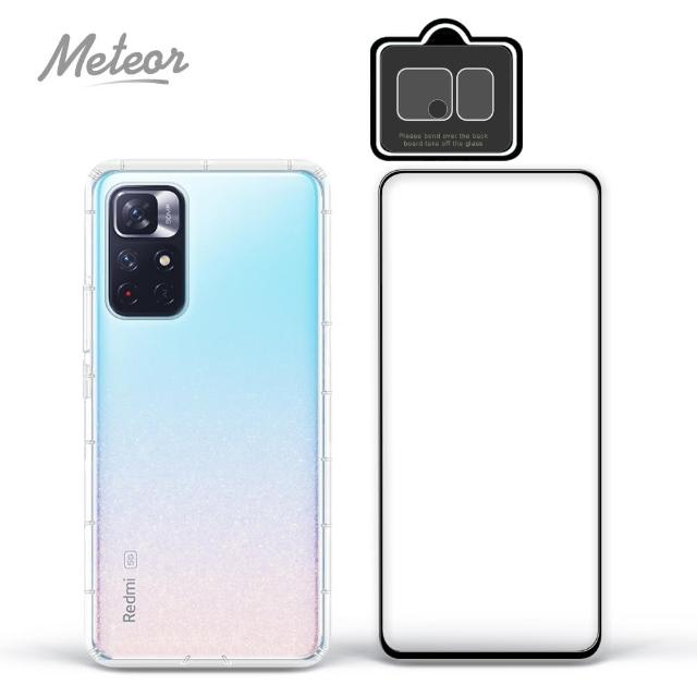 【Meteor】MI 紅米Note 11 5G 手機保護超值3件組(透明空壓殼+鋼化膜+鏡頭貼)