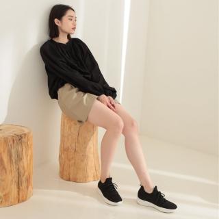 【WYPEX】假綁帶透氣針織休閒鞋黑色輕量女懶人鞋(3色)