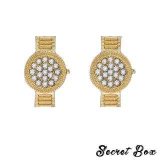 【SECRET BOX】韓國設計S925銀針華麗鑲鑽手錶造型耳環(925銀針耳環 水鑽耳環 韓風耳環)