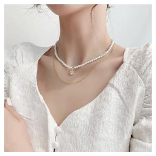 【HaNA 梨花】韓國小公主氣質．雙層圓鑽珍珠短項鍊