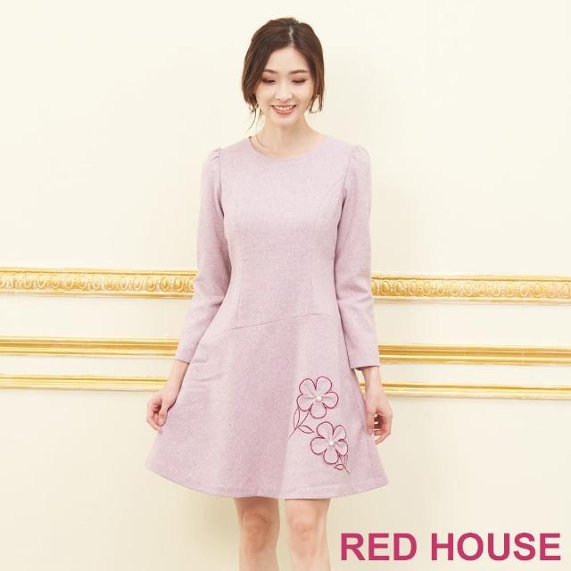 【RED HOUSE 蕾赫斯】花朵羊毛洋裝(粉色)