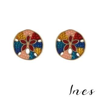 【INES】韓國設計S925銀針巴洛克彩色玻璃窗花意象造型耳環(925銀針耳環 設計款耳環)