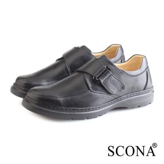 【SCONA 蘇格南】全真皮 輕量Q彈側帶商務鞋(黑色 0876-1)